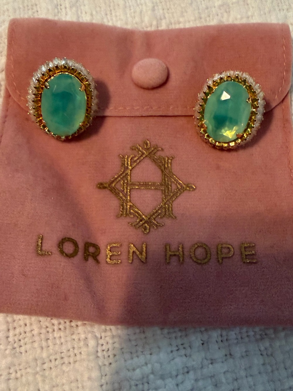 Loren Hope Green Crystal Halo Large Stud Earrings
